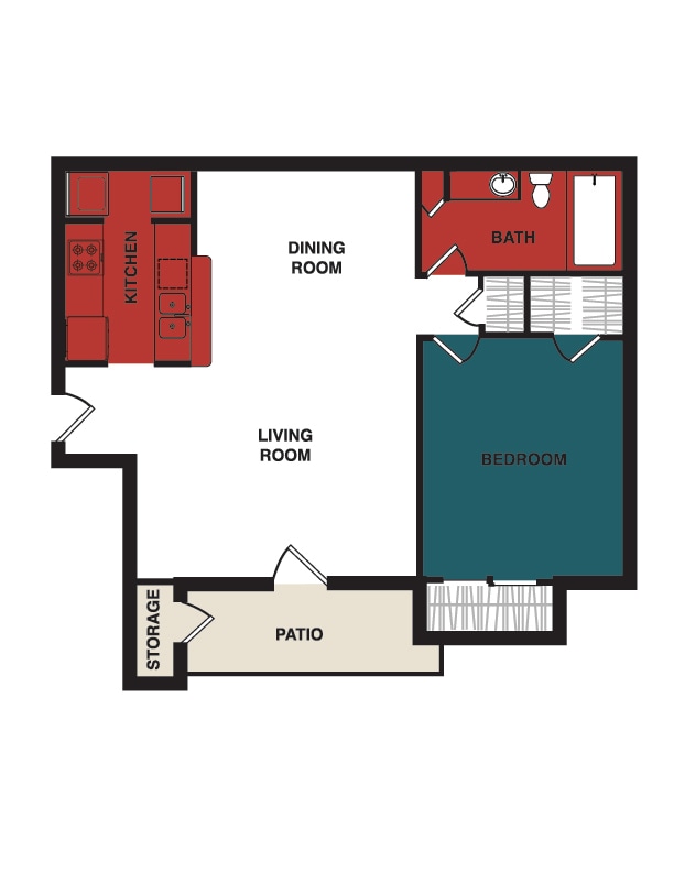 1 Bed • 1 Bath - floor plan